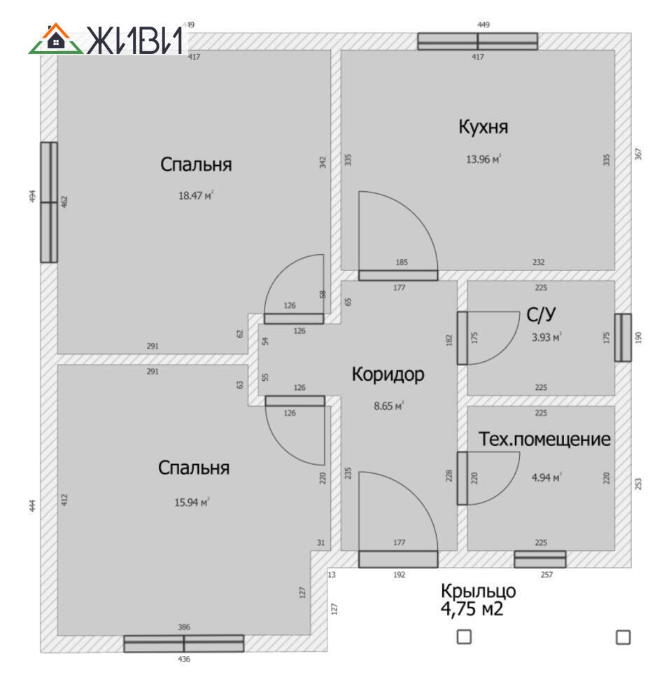 Дом 1эт., 65.9 м2, 7,3 сот.