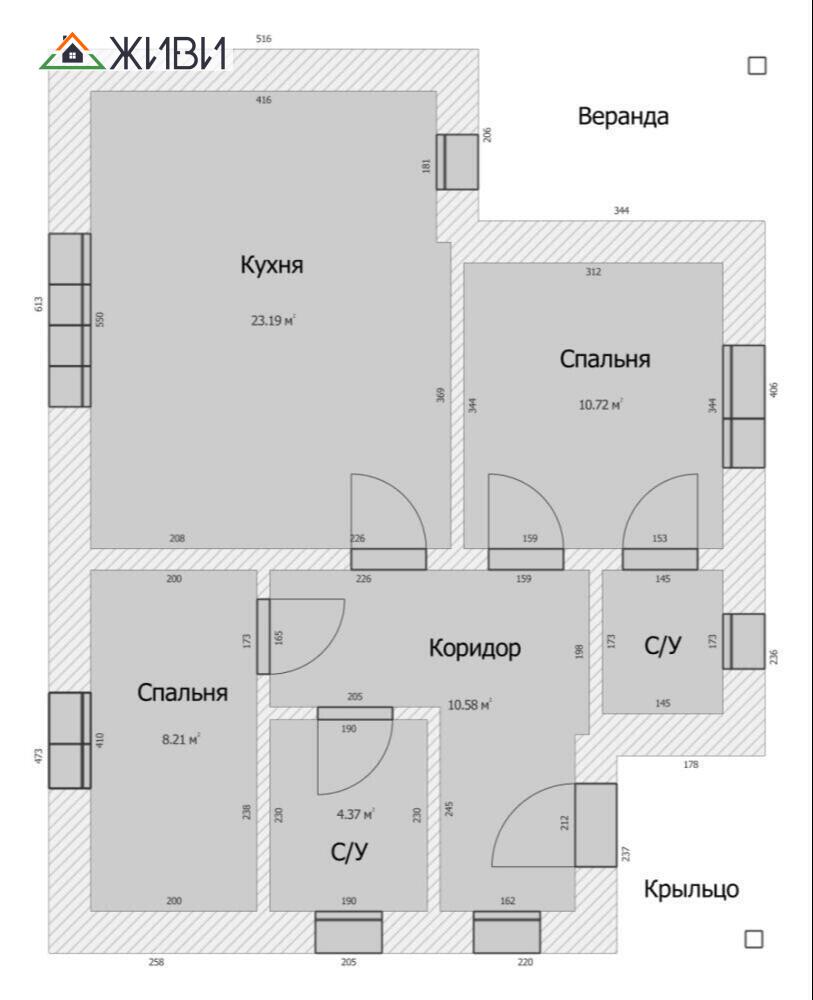 Дом 1эт., 59.6 м2, 6,4 сот.