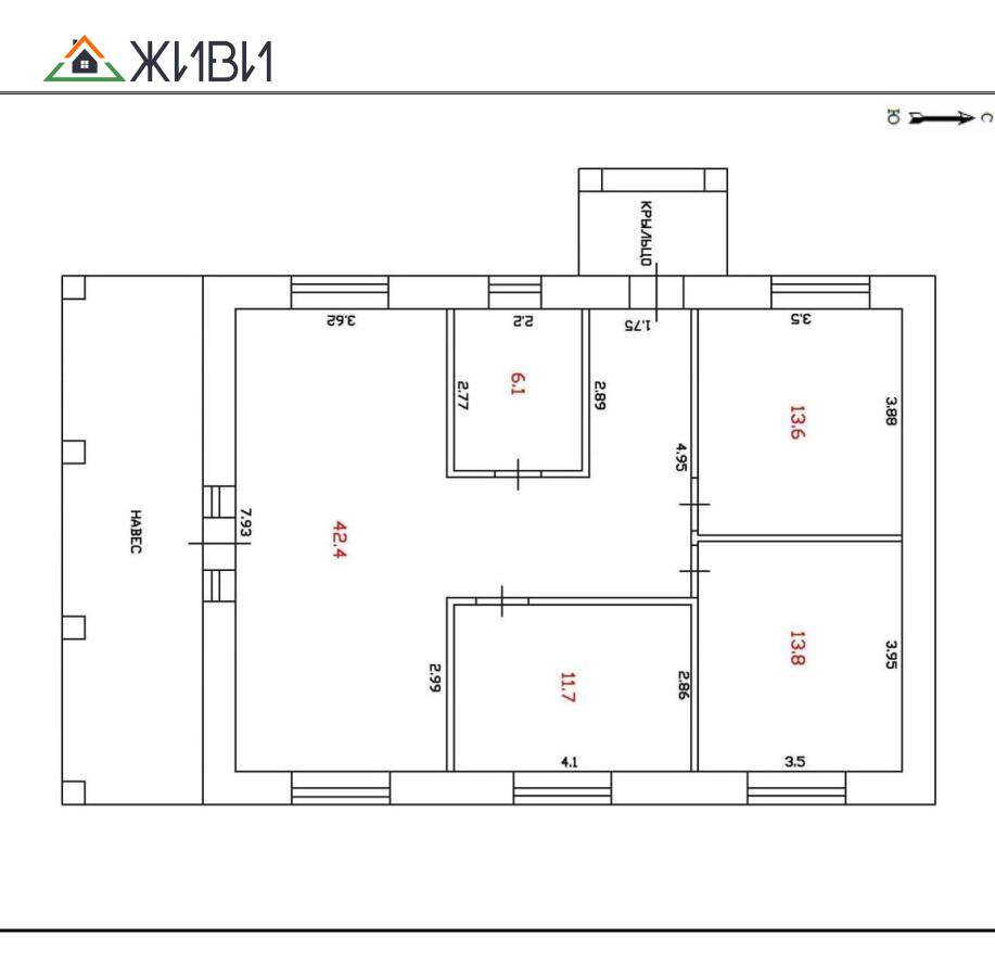 Дом 1 эт., 87.6  м², 6.51 сот.