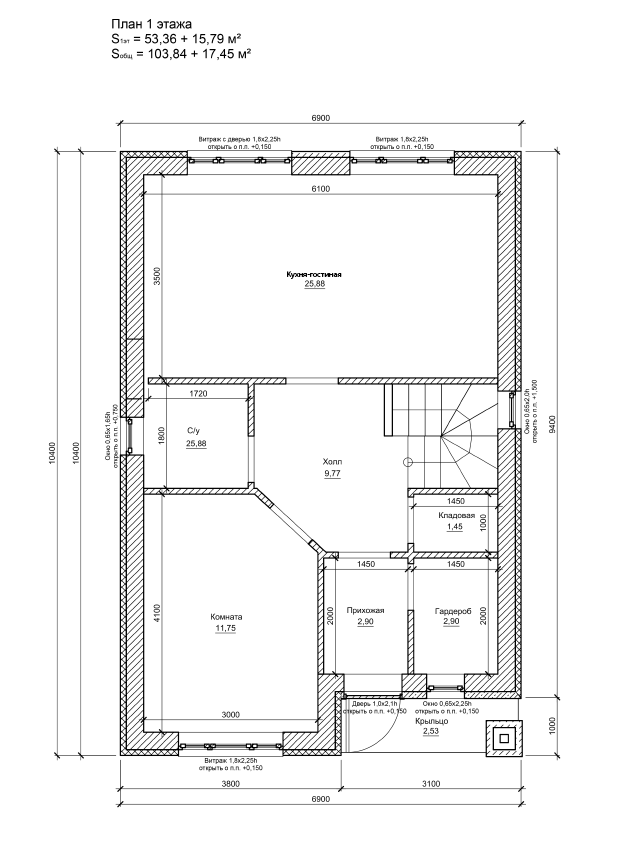 Дом 2 эт., 121.2  м², 9.3 сот.